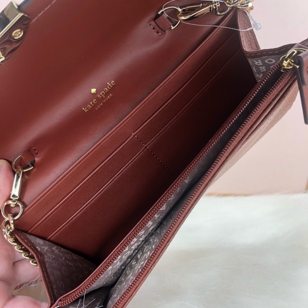 Kate Spade ♠️ NWT Brown Studded Clutch/Wallet - Picture 7 of 8